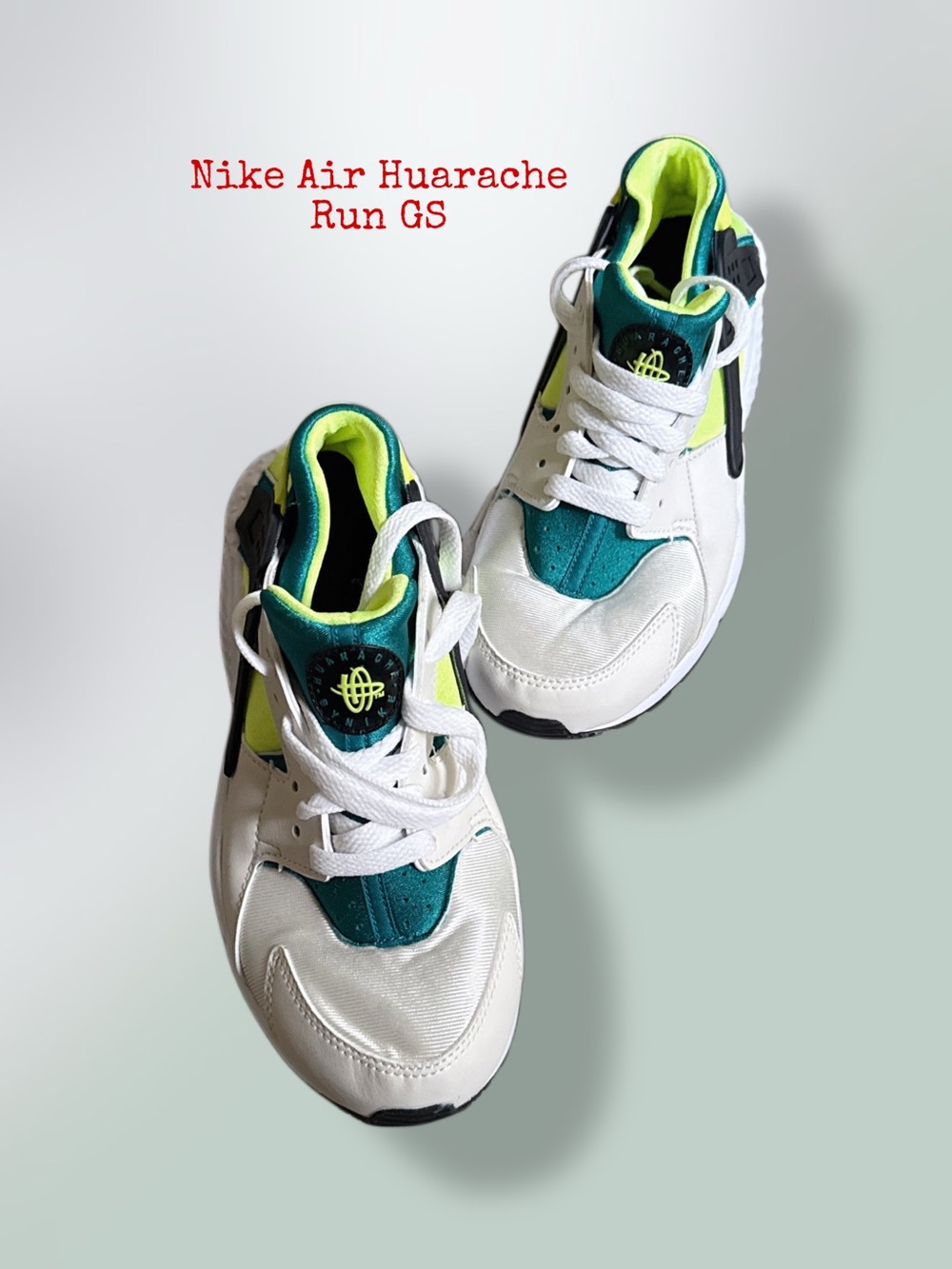 Nike Kids Air Huarache Run GS White Teal Neon Green